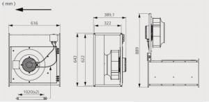 Канальный вентилятор RKB 600x300 E3 EC-y1